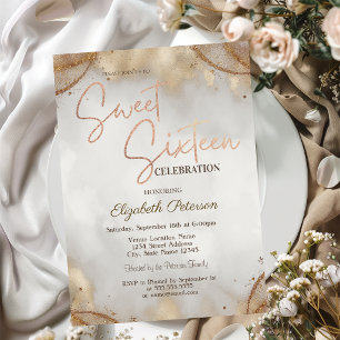 Elegant Modern Simple Gold Touch Sweet 16 Invitation