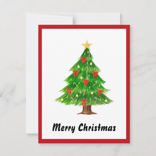 Elegant Modern Simple Minimalist Christmas Tree  Holiday Card (Front)