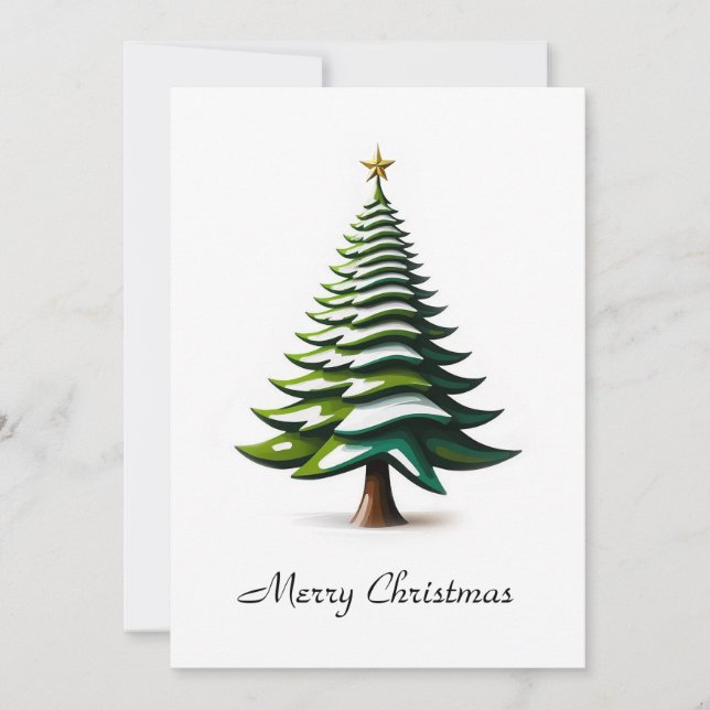 Elegant Modern Simple Minimalist Christmas Tree  Holiday Card (Front)