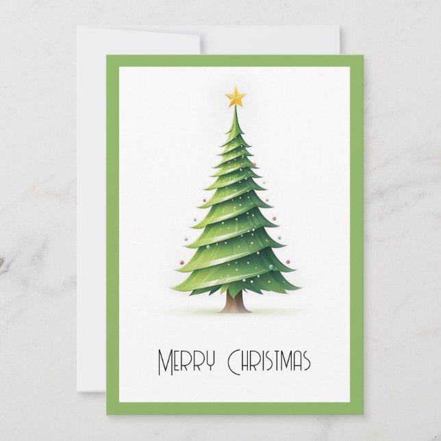 Elegant Modern Simple Minimalist Christmas Tree  Holiday Card (Front)