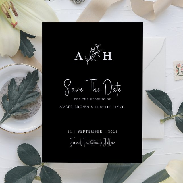 Elegant Modern Simple Monogram Save The Date Invitation (Creator Uploaded)