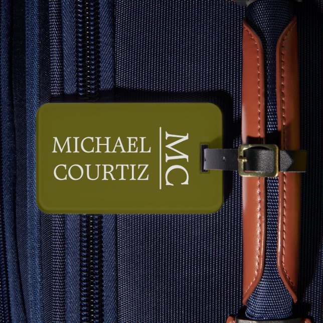 Elegant modern simple Monogrammed personalize  Luggage Tag (Front Insitu 4)