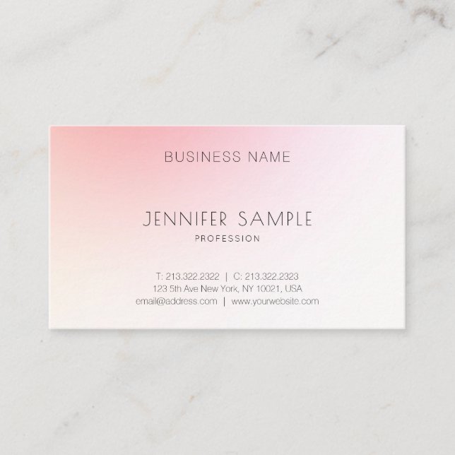 Elegant Modern Simple Pink Abstract Plain Luxury Business Card (Front)