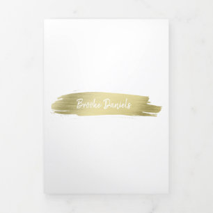 Elegant Modern Simple Salon Gold Trifold Brochure