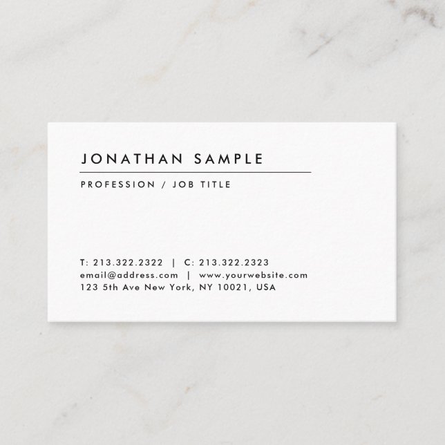 Elegant Modern Simple Template Your Custom Text  Business Card (Front)