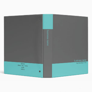 Elegant Modern Simple Turquoise / Grey Stripe Binder
