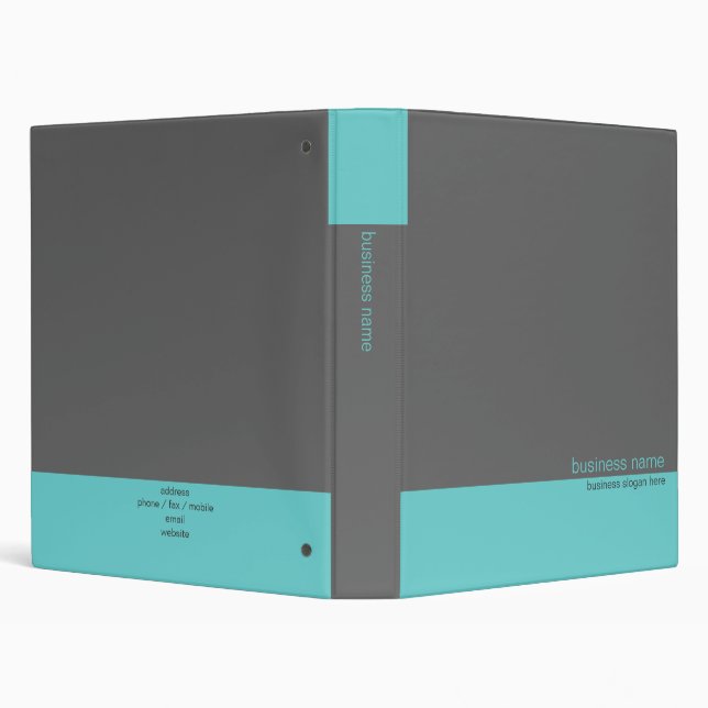 Elegant Modern Simple Turquoise / Grey Stripe Binder (Background)