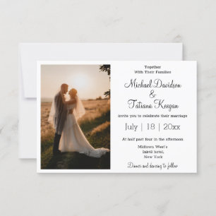 elegant modern simple typography wedding photo invitation