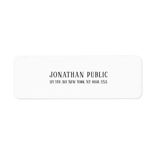 Elegant Modern Simple White Plain Return Address (Front)
