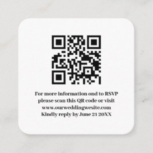 Elegant Modern Simple White Wedding QR Code RSVP Enclosure Card