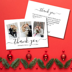 elegant modern simple winter wedding 3 photos thank you card