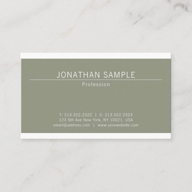 Elegant Modern Sleek Design Trendy Plain Luxury Business Card (Front)