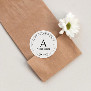 Elegant Modern Smoke Black Wedding Classic Round Sticker