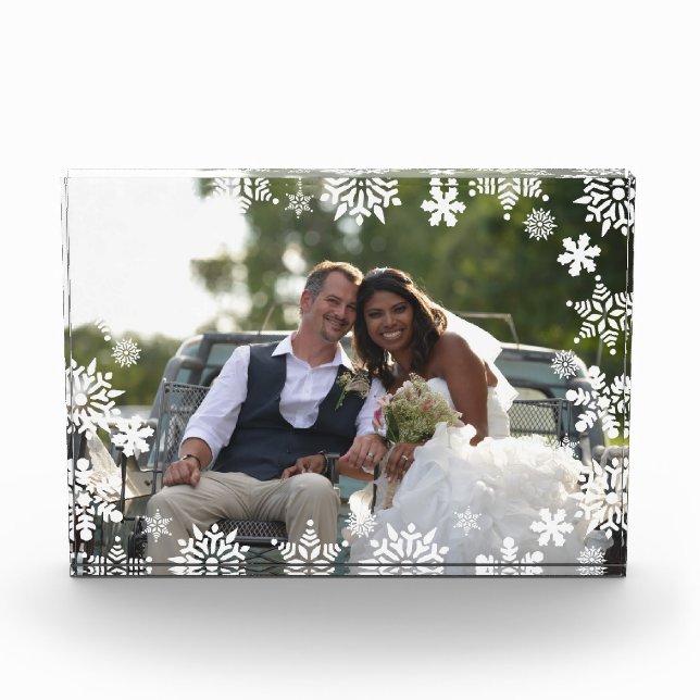 Elegant modern snowflake pattern wedding photo (Front)
