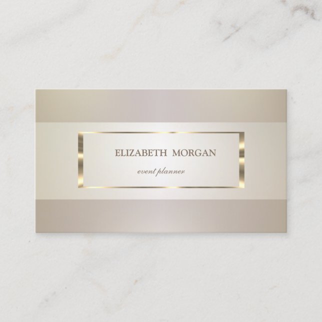 Elegant Modern  Sophisticated,Striped,Gold Frame Business Card (Front)
