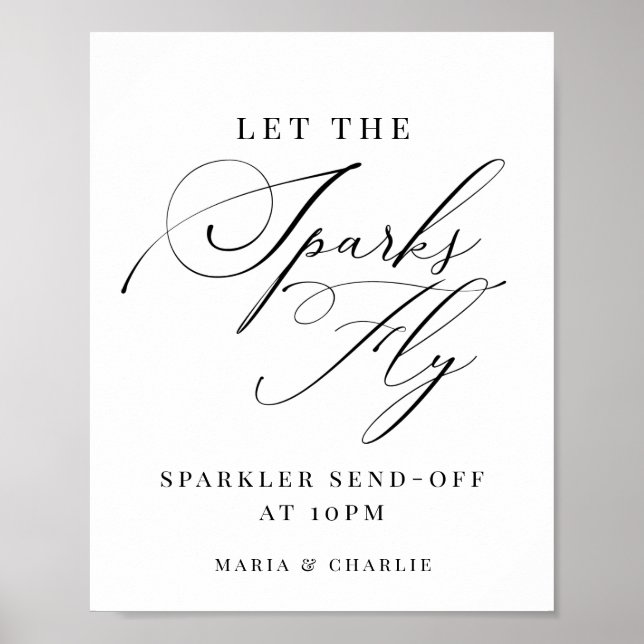 Elegant Modern Sparkler Send Off Wedding Sign (Front)