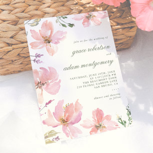 Elegant & Modern Spring Watercolor Floral Wedding Invitation