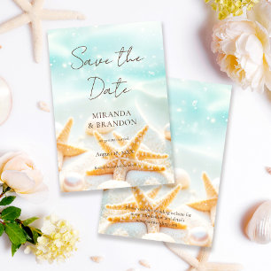 Elegant Modern Starfish Shells Ocean Beach Wedding Save The Date