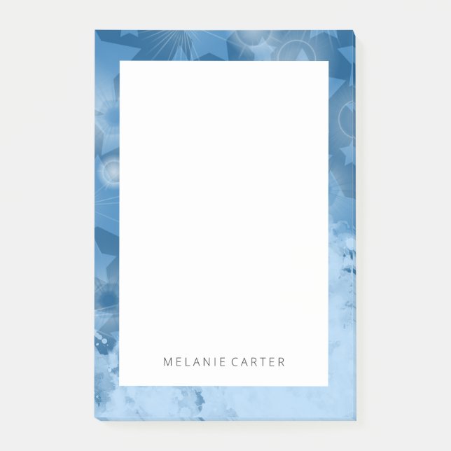 Elegant Modern Stars pattern Classic Blue Name  Post-it Notes (Front)