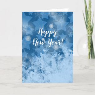Elegant Modern Stars pattern Classic Blue Text Holiday Card