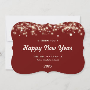 Elegant Modern Stars Red New Year Card