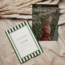 Elegant Modern Striped Green Wedding Photo