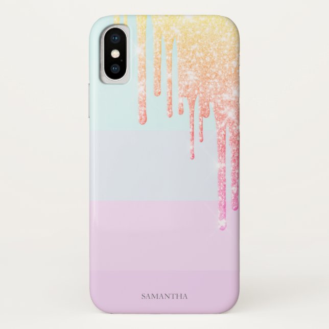 Elegant Modern Striped,Ombre Glitter Drips Case-Mate iPhone Case (Back)