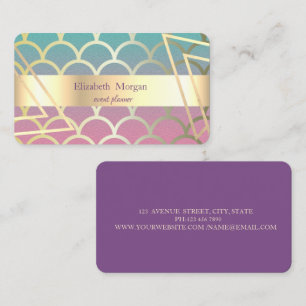 Elegant Modern  Striped Violet,Mermaid,Gold Business Card