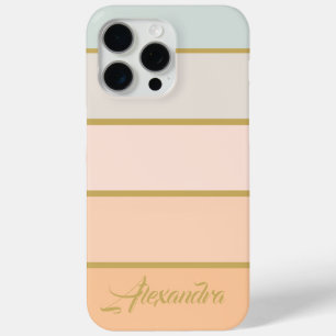 Elegant Modern Stripes Pattern Personalized Name iPhone 15 Pro Max Case