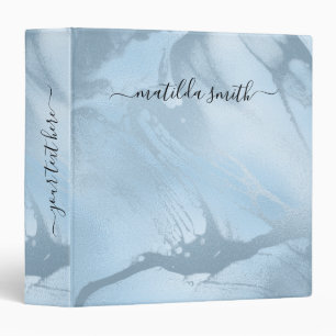 Elegant modern stylish baby blue marble look binder