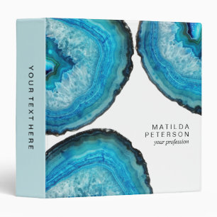 Elegant modern stylish blue agate geode stone binder