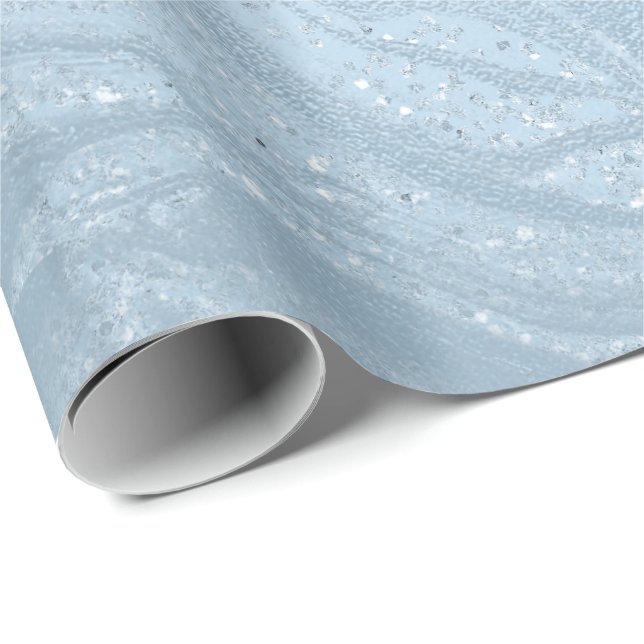 Elegant modern stylish blue glitter marble wrapping paper (Roll Corner)