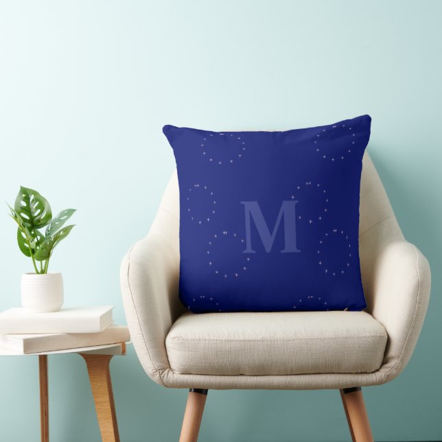 elegant modern stylish blue Starry Night  Throw Pillow (Chair)