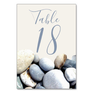 Elegant Modern Stylish Calligraphy Beach Pebbles Table Number