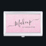 Elegant modern stylish chick glitter makeup business card holder<br><div class="desc">Pretty faux glitter texture and elegant calligraphy font.</div>