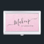 Elegant modern stylish chick glitter makeup business card holder<br><div class="desc">Pretty faux glitter texture and elegant calligraphy font.</div>