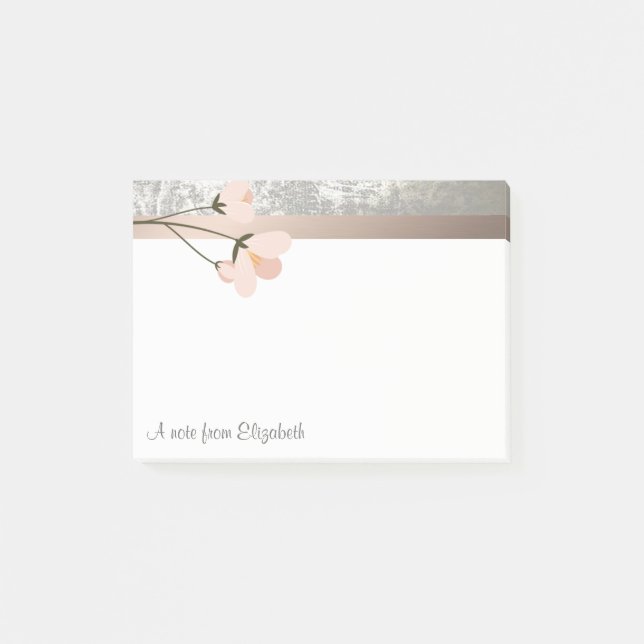 Elegant Modern Stylish,Flower-Personalized Post-it Notes (Front)
