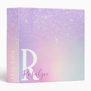 Elegant modern stylish girly ombre purple glitter binder