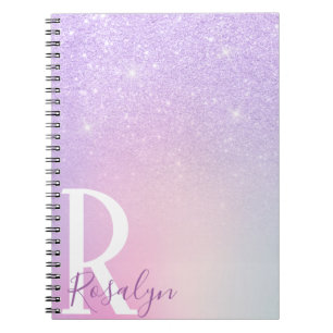 Elegant modern stylish girly ombre purple glitter notebook