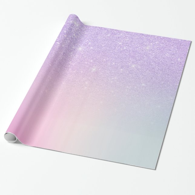 Elegant modern stylish girly ombre purple glitter wrapping paper (Unrolled)