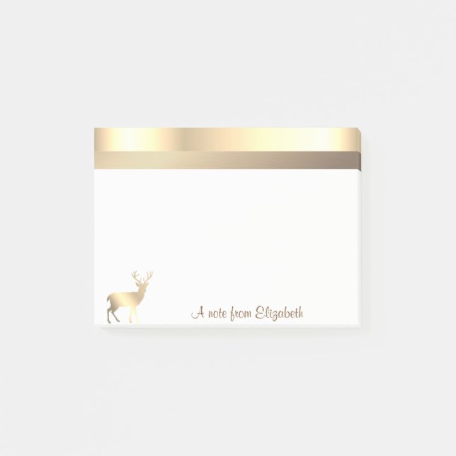 Elegant Modern Stylish Gold Deer  -Personalized Post-it Notes (Front)