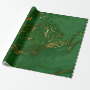 Elegant modern stylish gold & green marble look wrapping paper