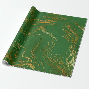 Elegant modern stylish gold & green marble look wrapping paper