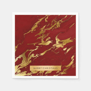 Elegant modern stylish gold & red marble look napkin