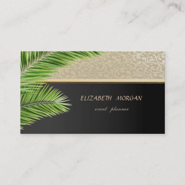 Elegant Modern Stylish,Palm Leaves Business Card (Front)