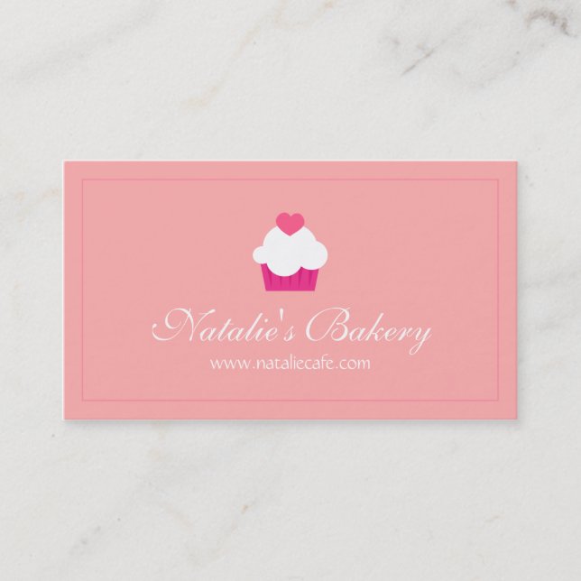 Elegant, Modern, Sweet Cupcake, Bakery Business Card (Front)