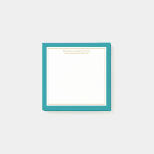 Elegant & Modern Teal/White/Gold Personalized Post-it Notes