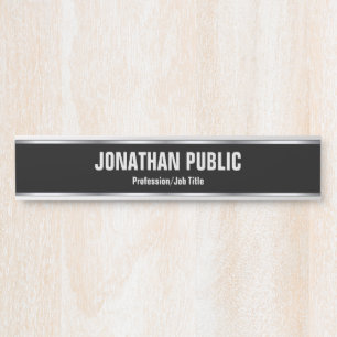 Elegant Modern Template Black And Silver Custom Door Sign