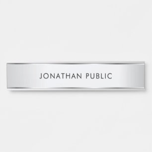 Elegant Modern Template Customizable Silver Look Door Sign