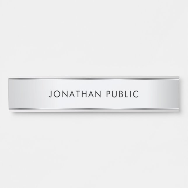 Elegant Modern Template Customizable Silver Look Door Sign (Front)